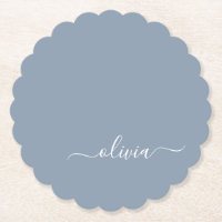 Dusty Blue Minimalistisch Modern Monogram Elegant