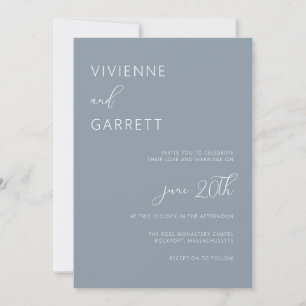 Dusty Blue Minimalistisch Modern Simple Wedding Einladung