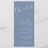 Dusty Blue Minimalistisch Modern Wedding Menu Menükarte (Vorderseite)