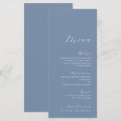 Dusty Blue Minimalistisch Modern Wedding Menu Menükarte (Vorne/Hinten)