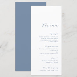 Dusty Blue Minimalistisch Modern Wedding Menu Menükarte