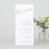 Dusty Blue Minimalistisch Modern Wedding Menu Menükarte (Stehend Vorderseite)