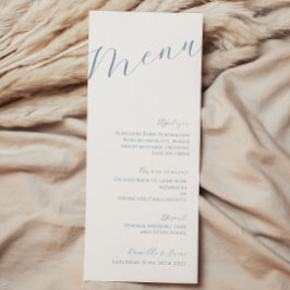 Dusty Blue Minimalistisch Modern Wedding Menu Menükarte