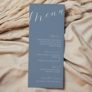 Dusty Blue Minimalistisch Modern Wedding Menu Menükarte