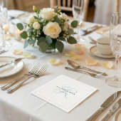 Dusty Blue Minimalistisch Monogram Wedding Napkins Serviette