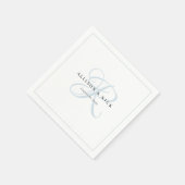 Dusty Blue Minimalistisch Monogram Wedding Napkins Serviette (Ecke)