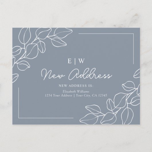 Dusty Blue Minimalistisch New Address Postkarte (Vorderseite)