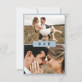 Dusty Blue Minimalistisch QR Code Foto Wedding RSVP Karte (Rückseite)