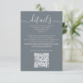 Dusty Blue Minimalistisch QR Code Kalligrafie Deta Begleitkarte (Stehend Vorderseite)