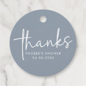 Dusty Blue Minimalistisch Script Brautparty Geschenkanhänger (Vorderseite)
