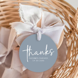 Dusty Blue Minimalistisch Script Brautparty Geschenkanhänger