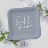 Dusty Blue Minimalistisch Script Brautparty Pappteller