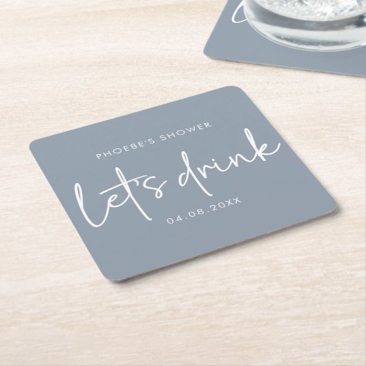 Dusty Blue Minimalistisch Script Brautparty Unters Rechteckiger Pappuntersetzer (angewinkelt)