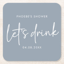 Dusty Blue Minimalistisch Script Brautparty Unters