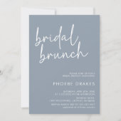 Dusty Blue Minimalistisch Script Bridal Brunch Einladung (Vorderseite)