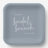 Dusty Blue Minimalistisch Script Bridal Brunch Pappteller (Vorderseite)