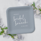 Dusty Blue Minimalistisch Script Bridal Brunch Pappteller
