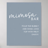 Dusty Blue Minimalistisch Script Dusche Mimosa Bar Poster (Vorne)