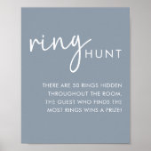 Dusty Blue Minimalistisch Script Duschring Hunt Poster (Vorne)