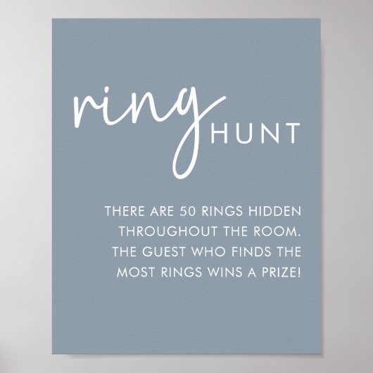 Dusty Blue Minimalistisch Script Duschring Hunt Poster (Vorne)