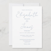 Dusty Blue Minimalistisch Script Foto Wedding Einladung (Vorderseite)