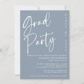 Dusty Blue Minimalistisch Script Graduation Party Einladung (Vorderseite)