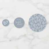 Dusty Blue Minimalistisch Script & Heart Brautpart Konfetti (Rückseiten)