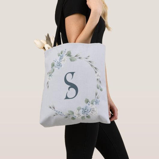Dusty Blue Minimalistisch Script Initial Monogram Tasche (Von Nahem)