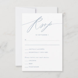 Dusty Blue Minimalistisch Script Response Card RSVP Karte