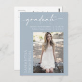 Dusty Blue Minimalistisch Script Sie tat es Foto G Postkarte (Vorne/Hinten)