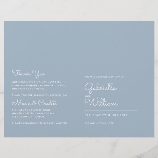 Dusty Blue Minimalistisch Script Wedding (Vorderseite)