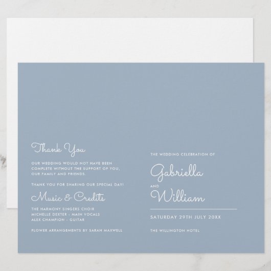 Dusty Blue Minimalistisch Script Wedding (Vorne/Hinten)