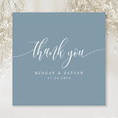 Dusty Blue Minimalistisch Script Wedding Dankeskarte