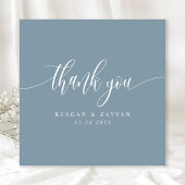 Dusty Blue Minimalistisch Script Wedding Dankeskarte
