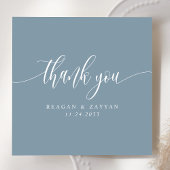 Dusty Blue Minimalistisch Script Wedding Dankeskarte