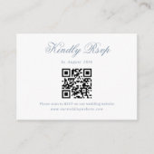 Dusty Blue Minimalistisch Script Wedding QR Code U Begleitkarte (Vorderseite)