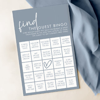 Dusty Blue Minimalistisch Shower Guest Bingo Game