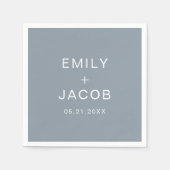 Dusty Blue Minimalistisch Simple Modern Wedding Serviette (Vorderseite)