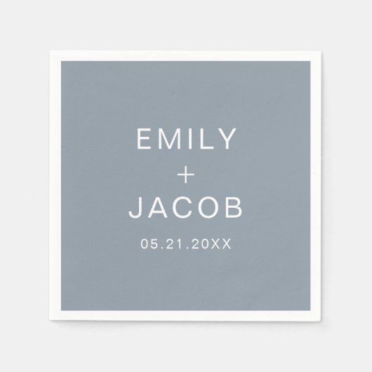 Dusty Blue Minimalistisch Simple Modern Wedding Serviette (Vorderseite)