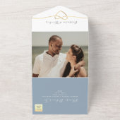 Dusty Blue Minimalistisch Wedding All In One Einladung (Außenbereich)