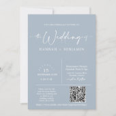 Dusty Blue Minimalistisch Wedding Arch QR Code Fot Einladung (Vorderseite)