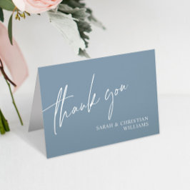 Dusty Blue Minimalistisch Wedding Dankeschön Card Dankeskarte