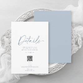 Dusty Blue Minimalistisch Wedding Details Card Einladung