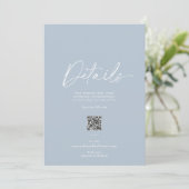 Dusty Blue Minimalistisch Wedding Details Card Einladung (Stehend Vorderseite)