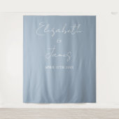 Dusty Blue Minimalistisch Wedding Foto Hintergrund Wandteppich (Vorderseite)