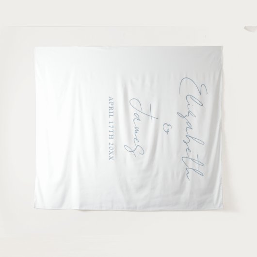 Dusty Blue Minimalistisch Wedding Foto Hintergrund Wandteppich (Vorderseite (Horizontal))