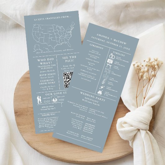 Dusty blue Minimalistisch Wedding Infografy Progra