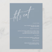 Dusty Blue Minimalistisch Wedding Menu Card Menükarte (Vorderseite)