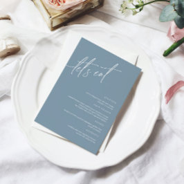 Dusty Blue Minimalistisch Wedding Menu Card Menükarte