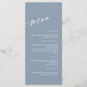 Dusty Blue Minimalistisch Wedding Menu Menükarte (Vorderseite)